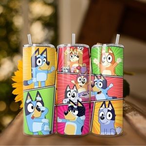 20 oz insulated bluey comic tumbler